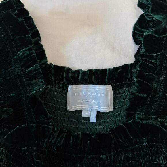 hill house home velvet nap dress green tiered smocked cottagecore midi - Picture 6 of 8